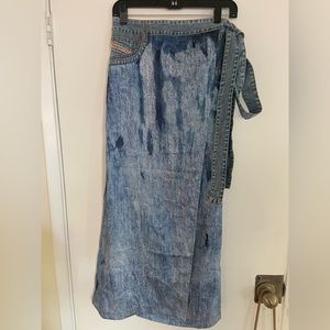 NWT Diesel O-Datura Wrap Around Denim Print Skirt